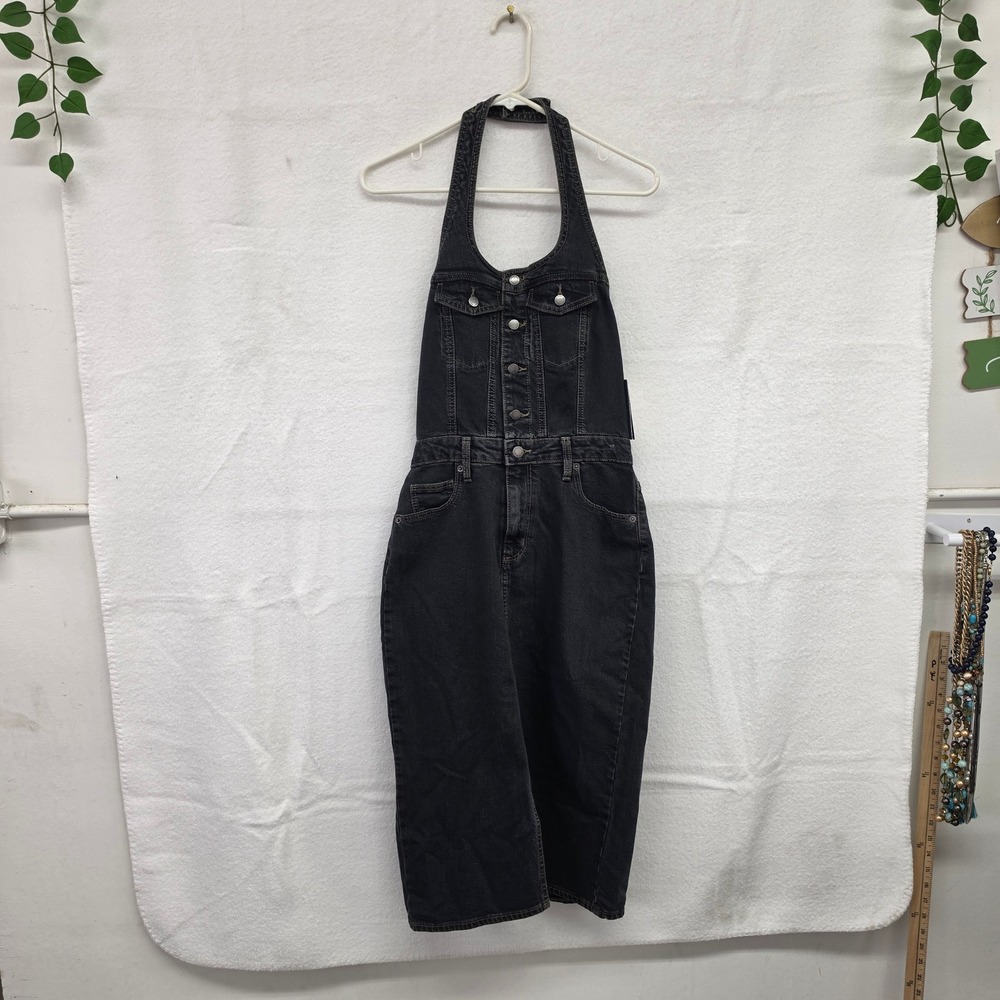 *NWT* Universal Thread Womens Black Denim Halter Midi Dress Size 2